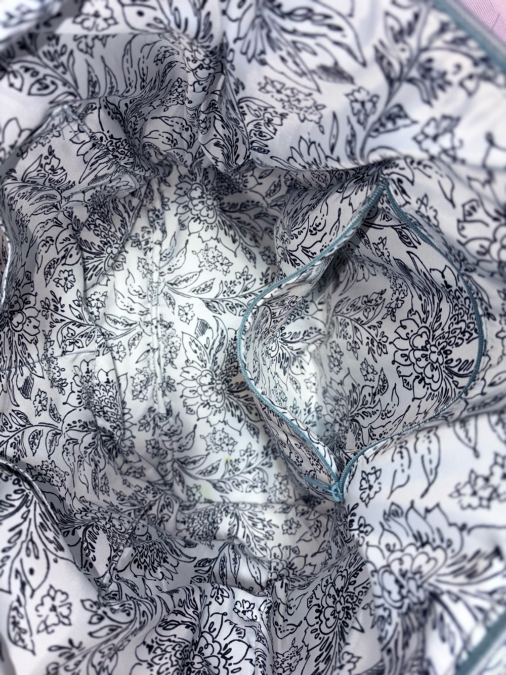 Vera Bradley Quilted Floral Tote Bag in Dusty Blue and White - Picture 6 of 8